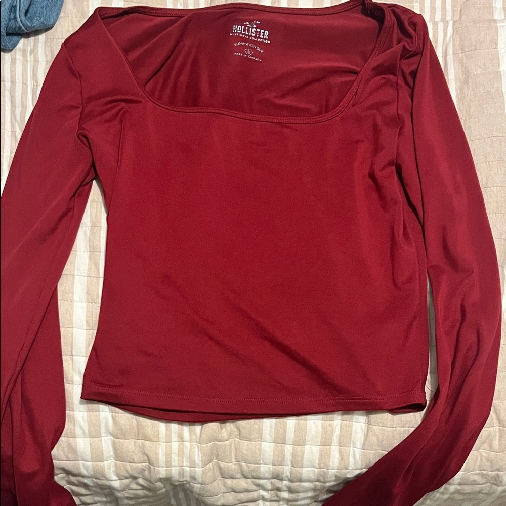 Hollister Women's Deep Red Long Sleeve Blouse